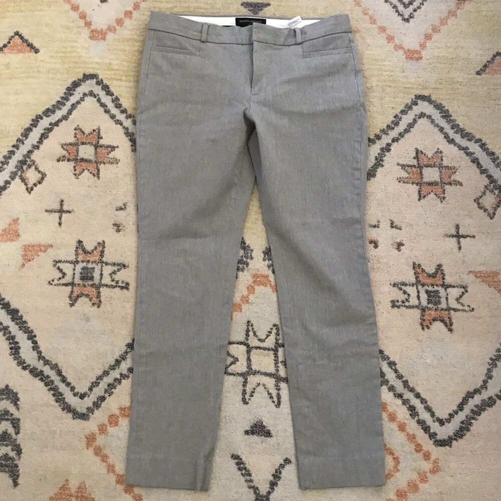 Banana Republic Sloan Gray Neutral Stretch Cotton Slim Leg Low Waist Pants 4